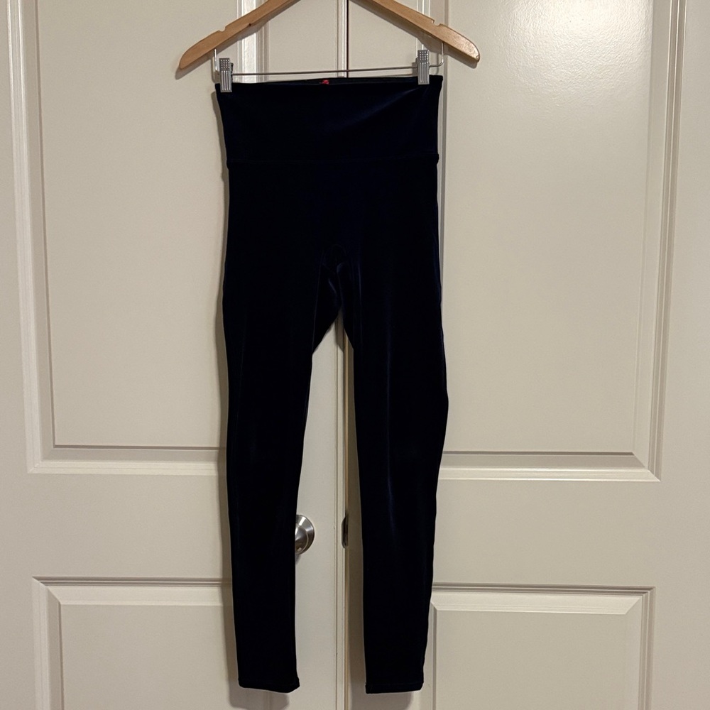 SPANX Womens Lapis Blue Velvet Leggings